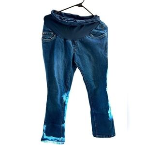 Indigo Blue maternity blue jeans with elastic waist Large
